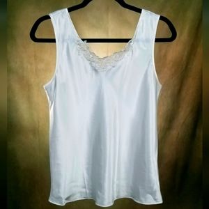 Vintage 90s Smooth Satin Lace Detail Slip Tank Size Medium Secret Treasures